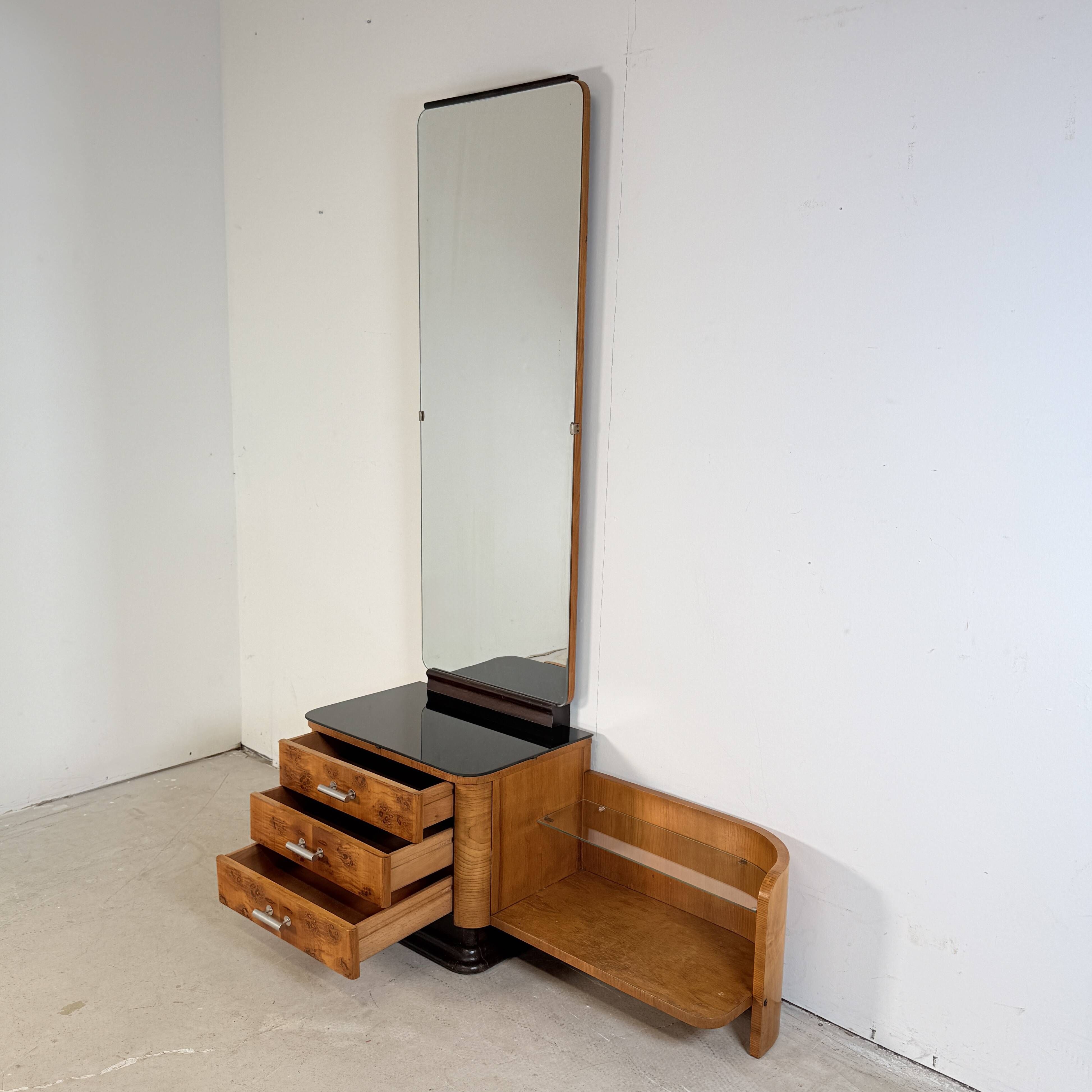 Vintage UP Závody Burl Walnut Dressing Table by Jindřich Halabala, 1957