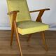 Armchair 1960 french work seat yellow compass feet