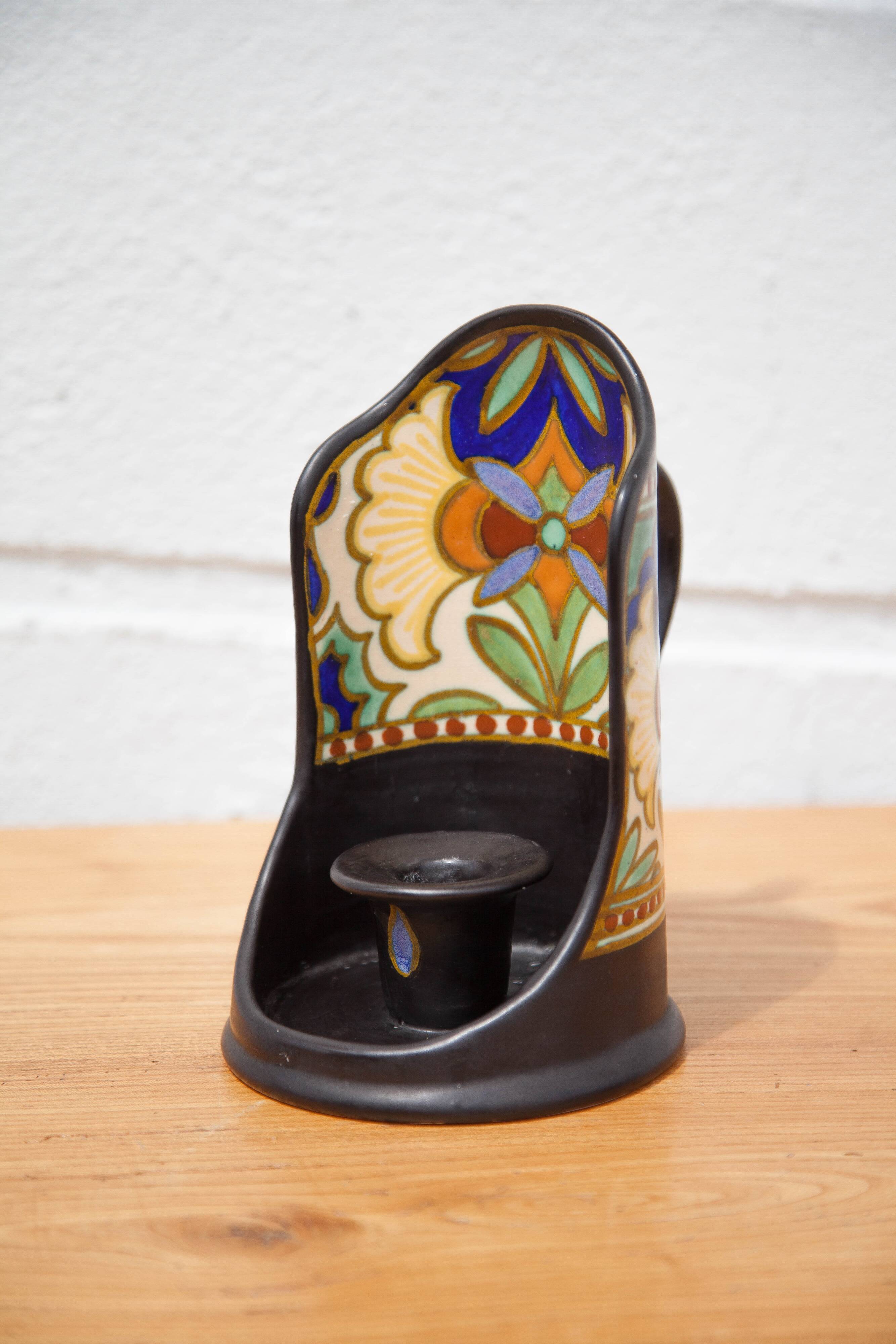 Gouda Holland ceramic candle holder madeleine model, hand candle holder, collection, 30's