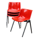 Set of 4 Modus red chairs by Tecno