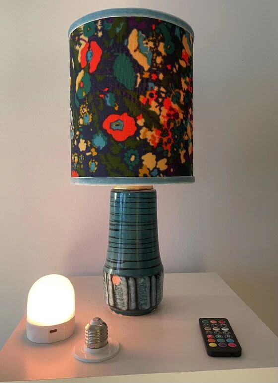 Wireless table lamp made of 1960s West German pottery ceramic.