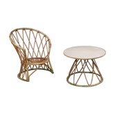 Ensemble table et fauteuil enfant rotin