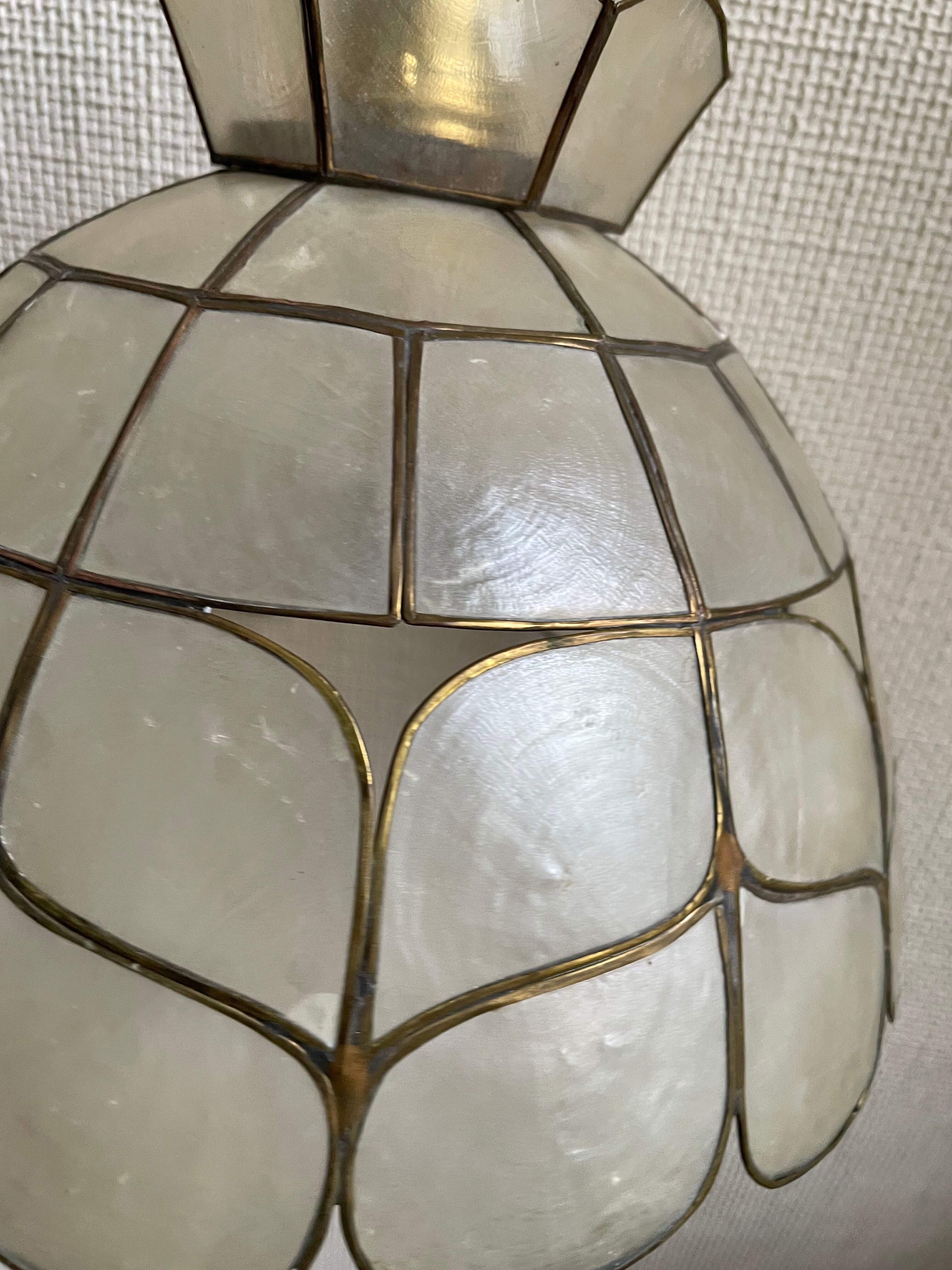 Suspension mother-of-pearl and brass diam 25 cm