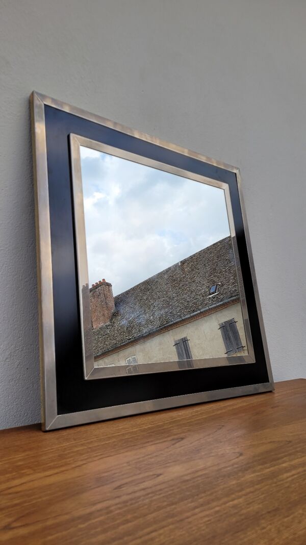 Miroir en métal chromé fabrication de qualité vintage Italy, 1970s