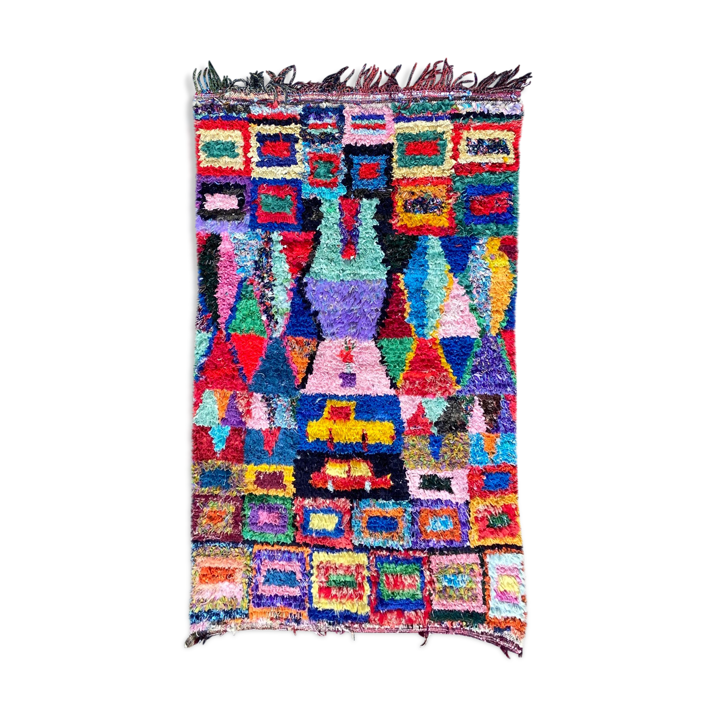 Handmade Moroccan boucherouite carpet 125x210 cm