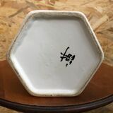 Old hexagonal vase v v carraresi ceramic white decoration flowers vintage