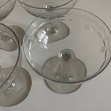 Set of 6 champagne glasses in Napoleon III faceted cut ringing crystal