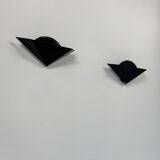 Pair of vintage wall sconces, matte black metal, France, 1970.