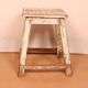 Old burmese teak workshop stool original ecru-teak patina
