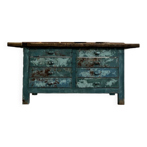 Etabli peint à tiroirs