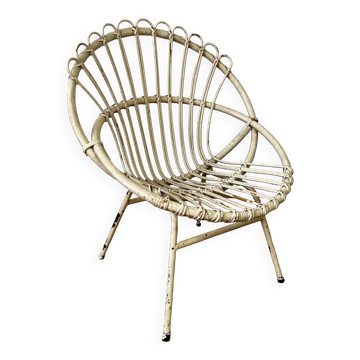 Fauteuil coquille rotin enfant
