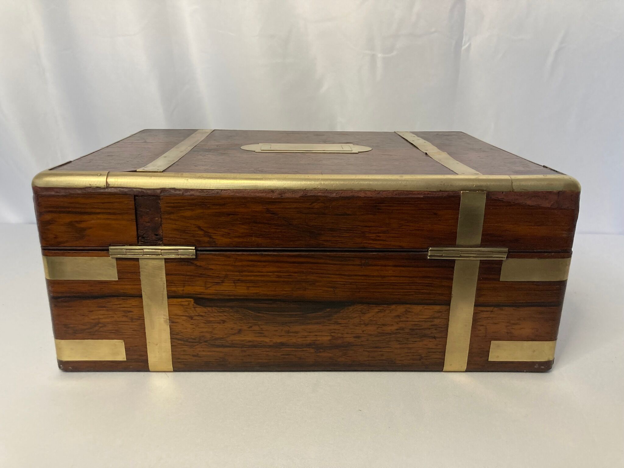 Old travel box solid mahogany writing board and nineteenth century brass