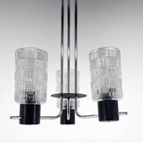 1970s Chrome, Glass & Metal Chandelier, Czechoslovakia