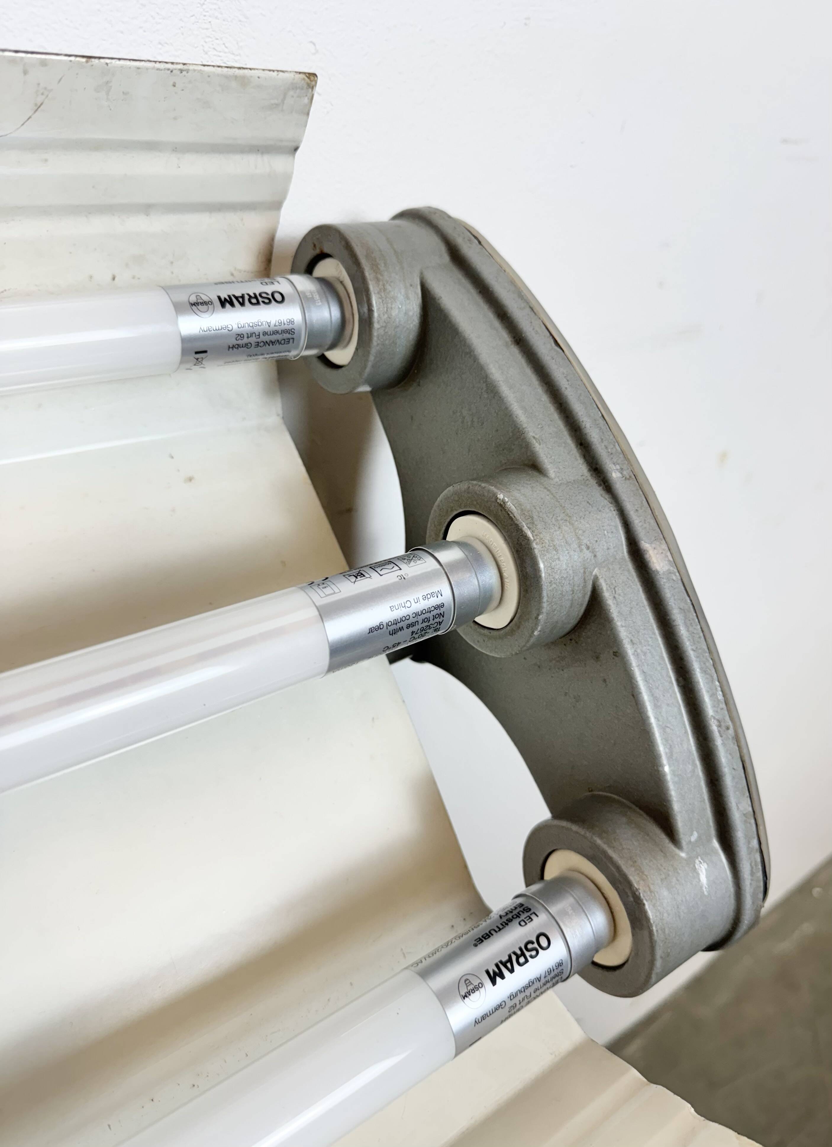 Grey Industrial Hanging Tube Light from Polam Gdansk, 1970s