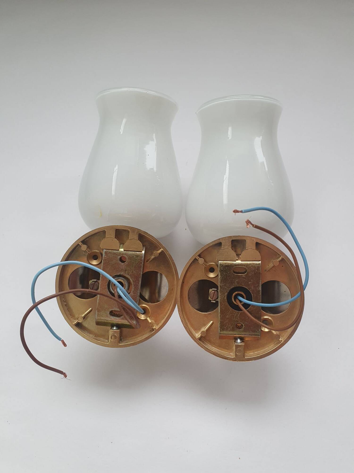 Pair of vintage bathroom gold and silver wall lights