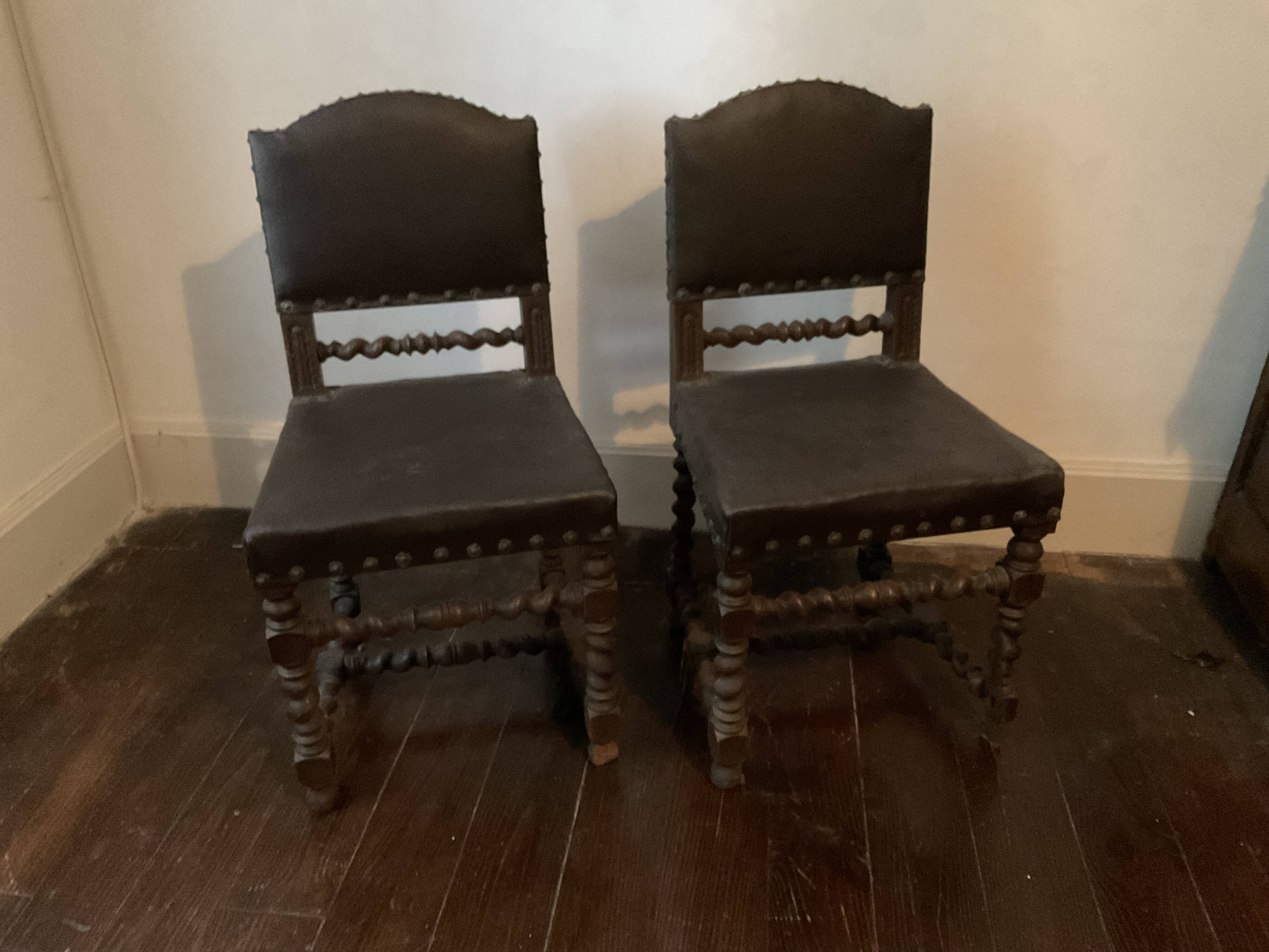 Pair of Louis XIII style oak chairs