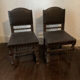 Pair of Louis XIII style oak chairs