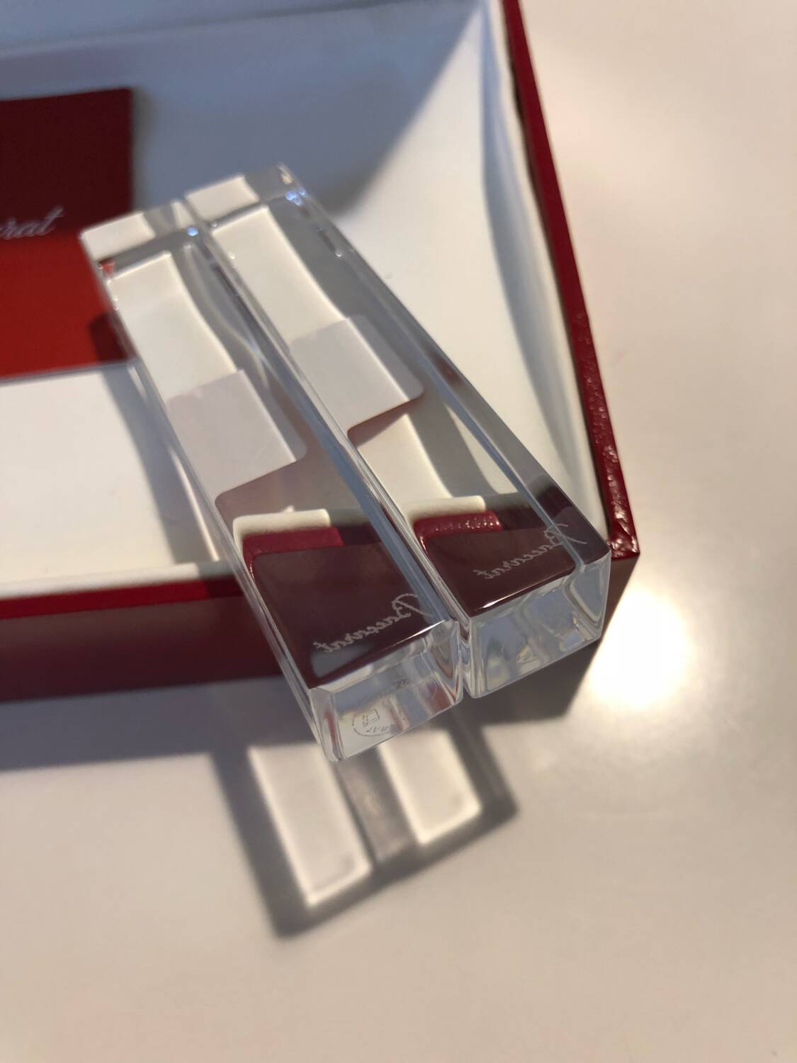 Paire de repose-couteaux en cristal de Baccarat, avec boîte d'origine