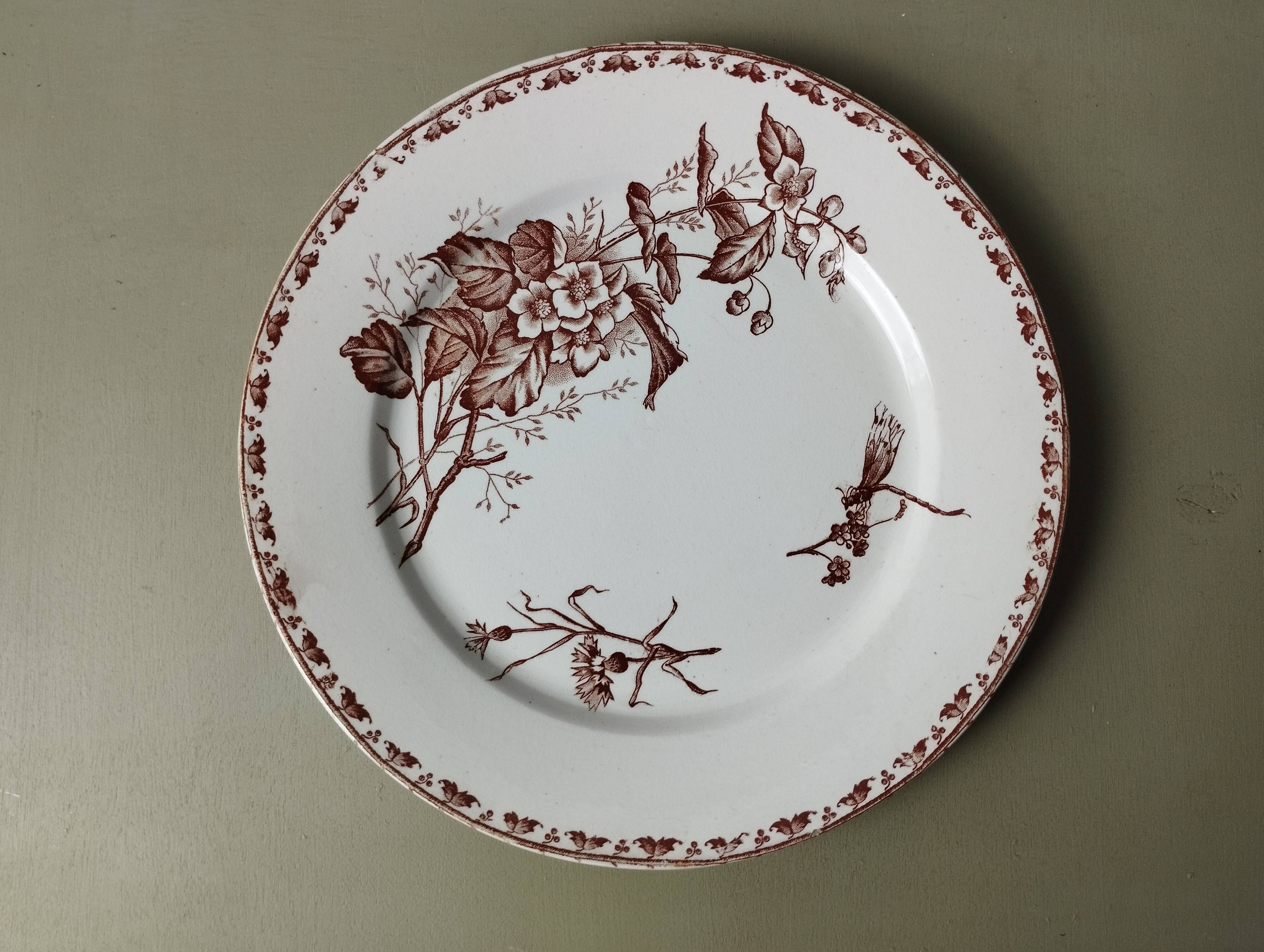 "Carmen" - 5 flat plates ø 23.5cm ironstone Sarreguemines U&C
