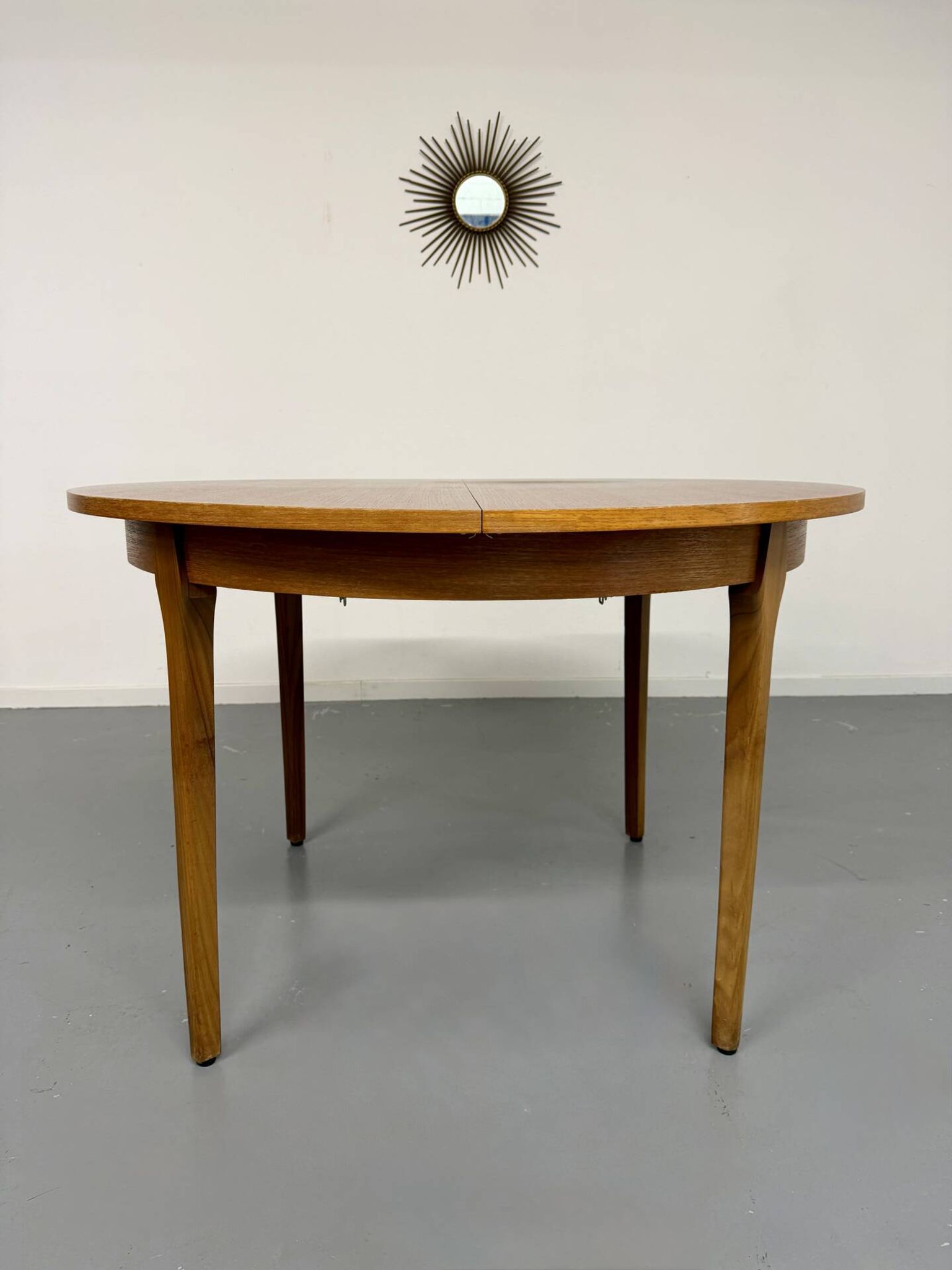 Vintage teak extendable round dining table Scandinavian design 1960s
