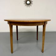 Vintage teak extendable round dining table Scandinavian design 1960s