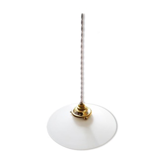 Antique lampshade smooth suspension opaline white art deco