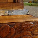 Buffet Art Déco en noyer avec marbres et guérites