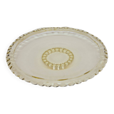 Coupe plate plat verre soufflé moulé coloré jaune miel Pierre D’Avesn Art Déco