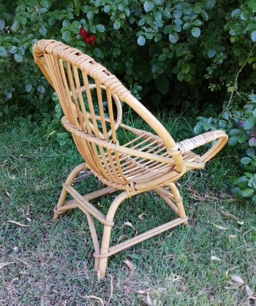Fauteuil corbeille enfant en rotin