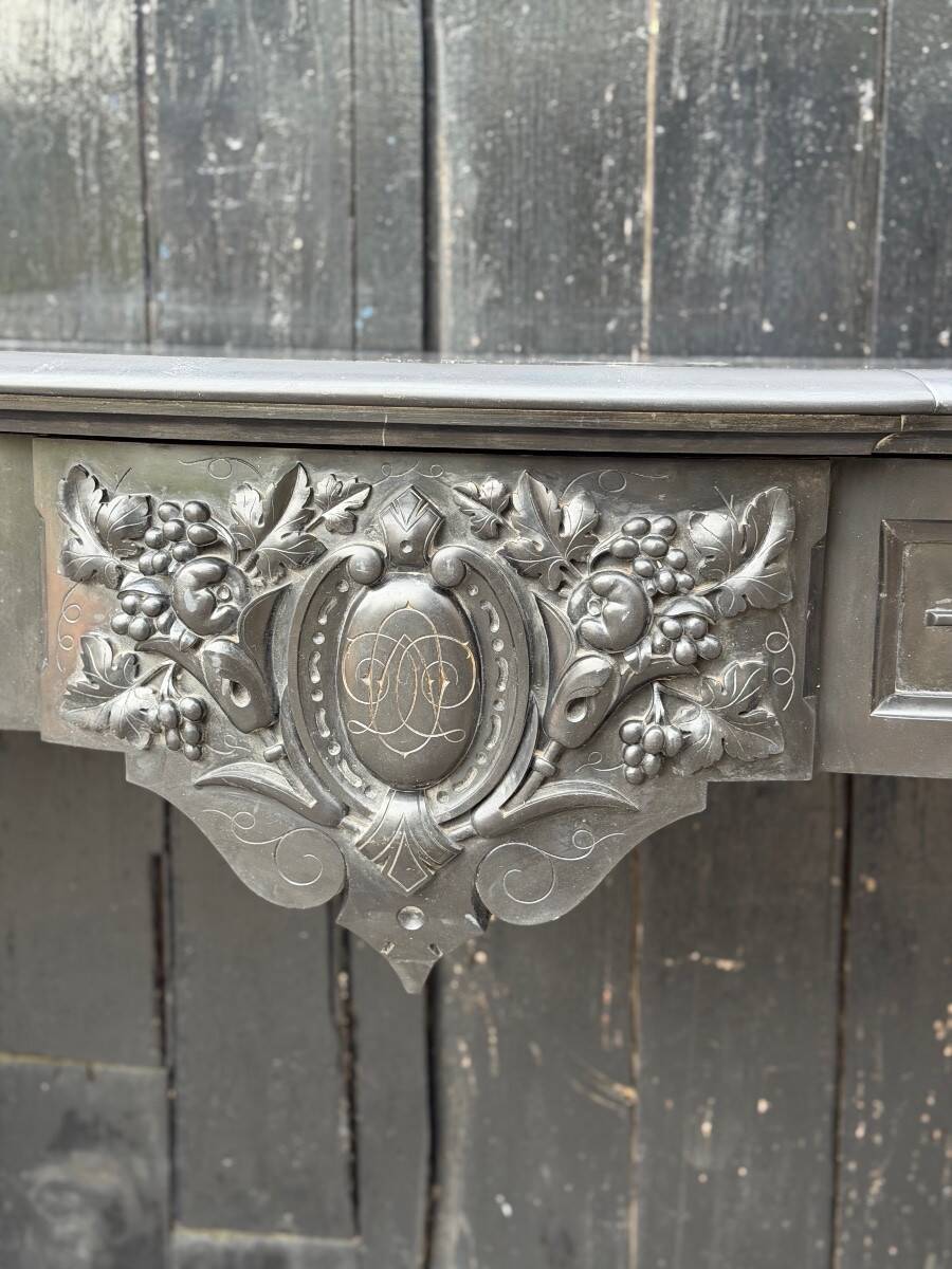 Napoleon III fireplace in black Belgian marble or Mazi, circa 1880