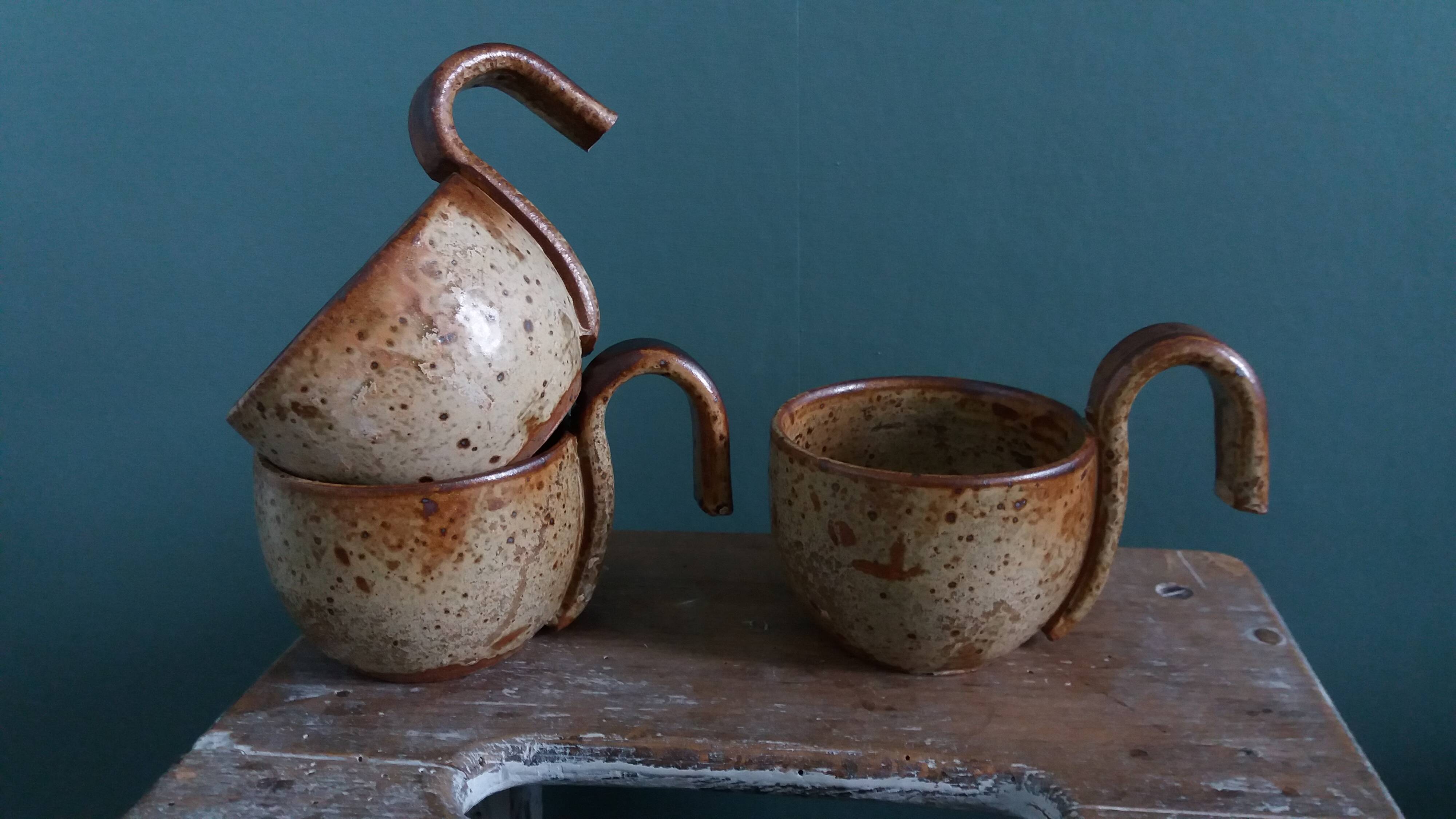 Sangria or punch cups in stoneware from Puisaye, Jean-Pierre Prud’homme