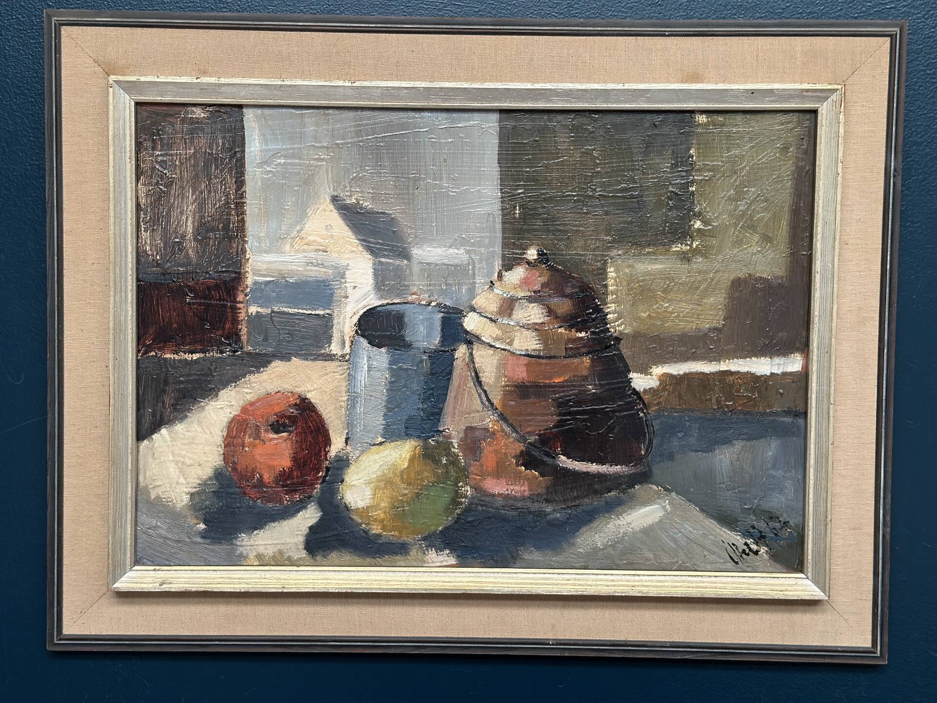 Huile sur panneau – « Nature morte » attribuée à Åke Wilhelm Andersson – 1962