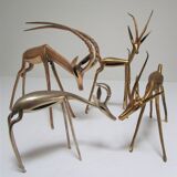 Four vintage brass antelope gazelles
