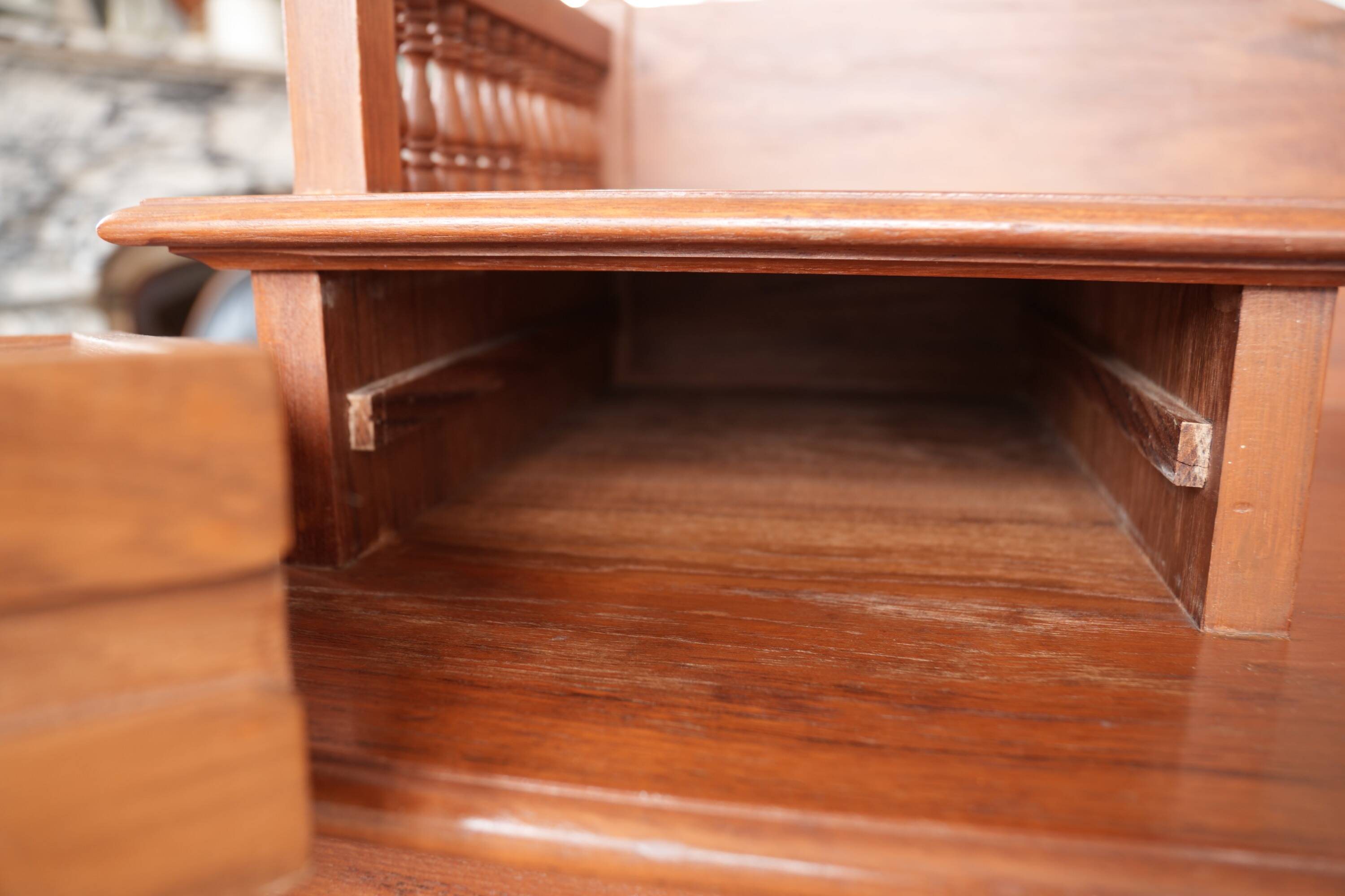 Vintage Vanity Desk, unique hand carved, Chiang Mai teak wood