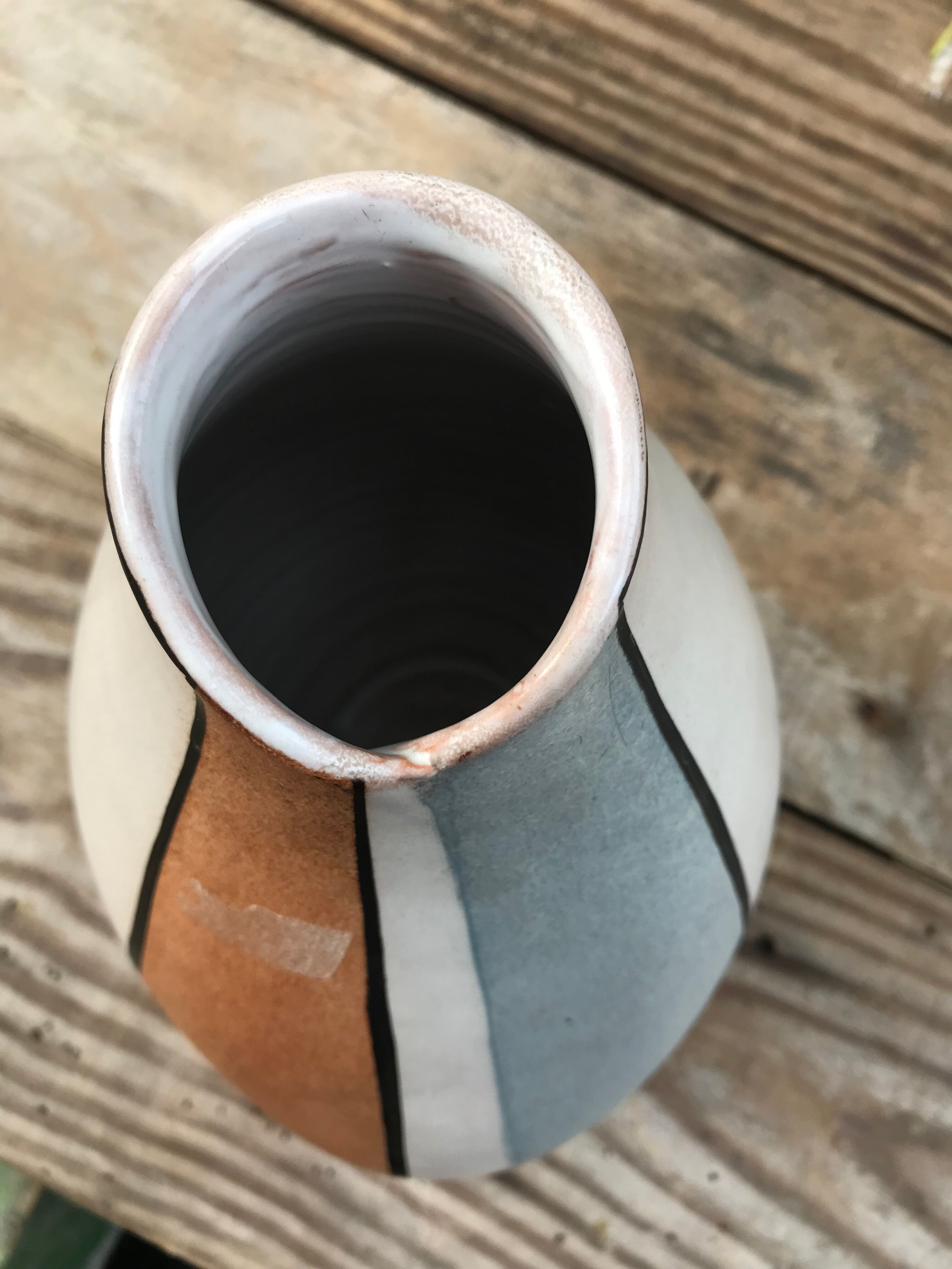 Old ceramic vase around 1970 original form signed below