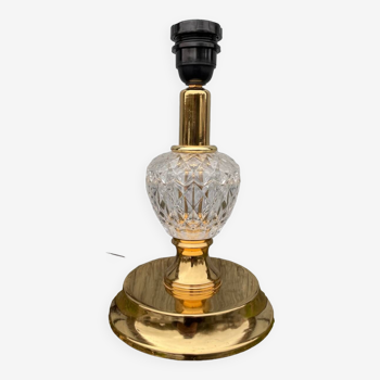 Lampe de table de style Hollywood Regency, cristal de laiton