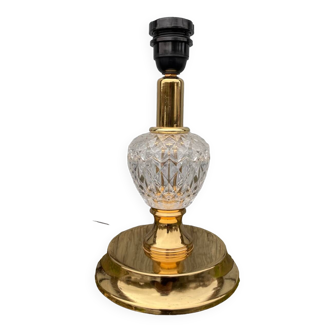 Hollywood Regency Style Table Lamp, Brass Crystal