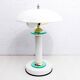 Lampe champignon en métal laqué blanc