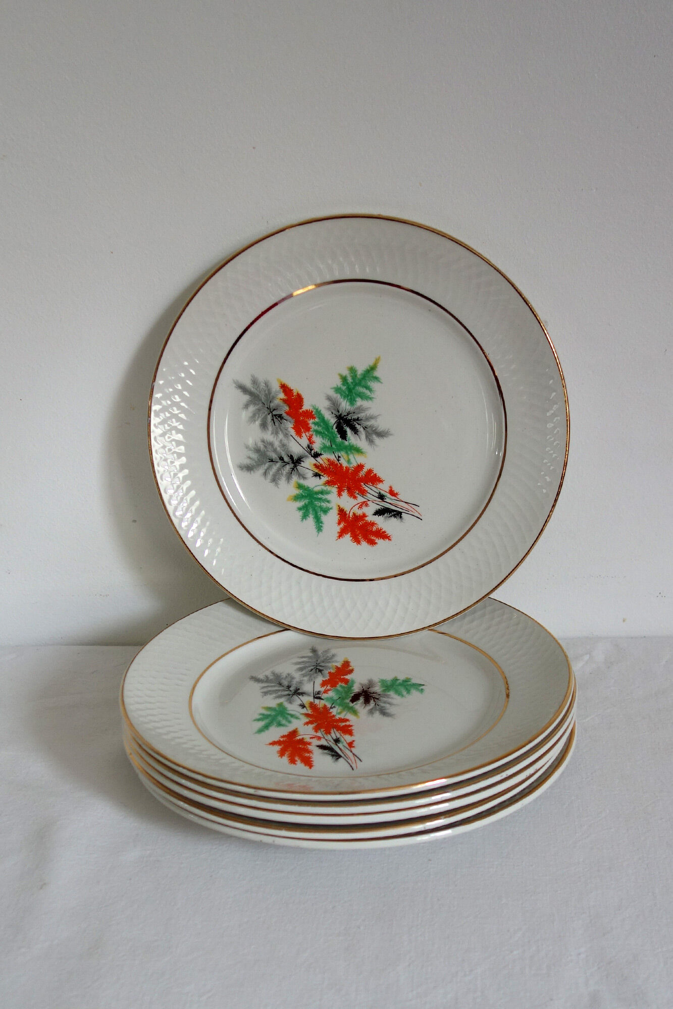 12 assiettes plates vintages Orchies Moulin des Loups modèle Naples