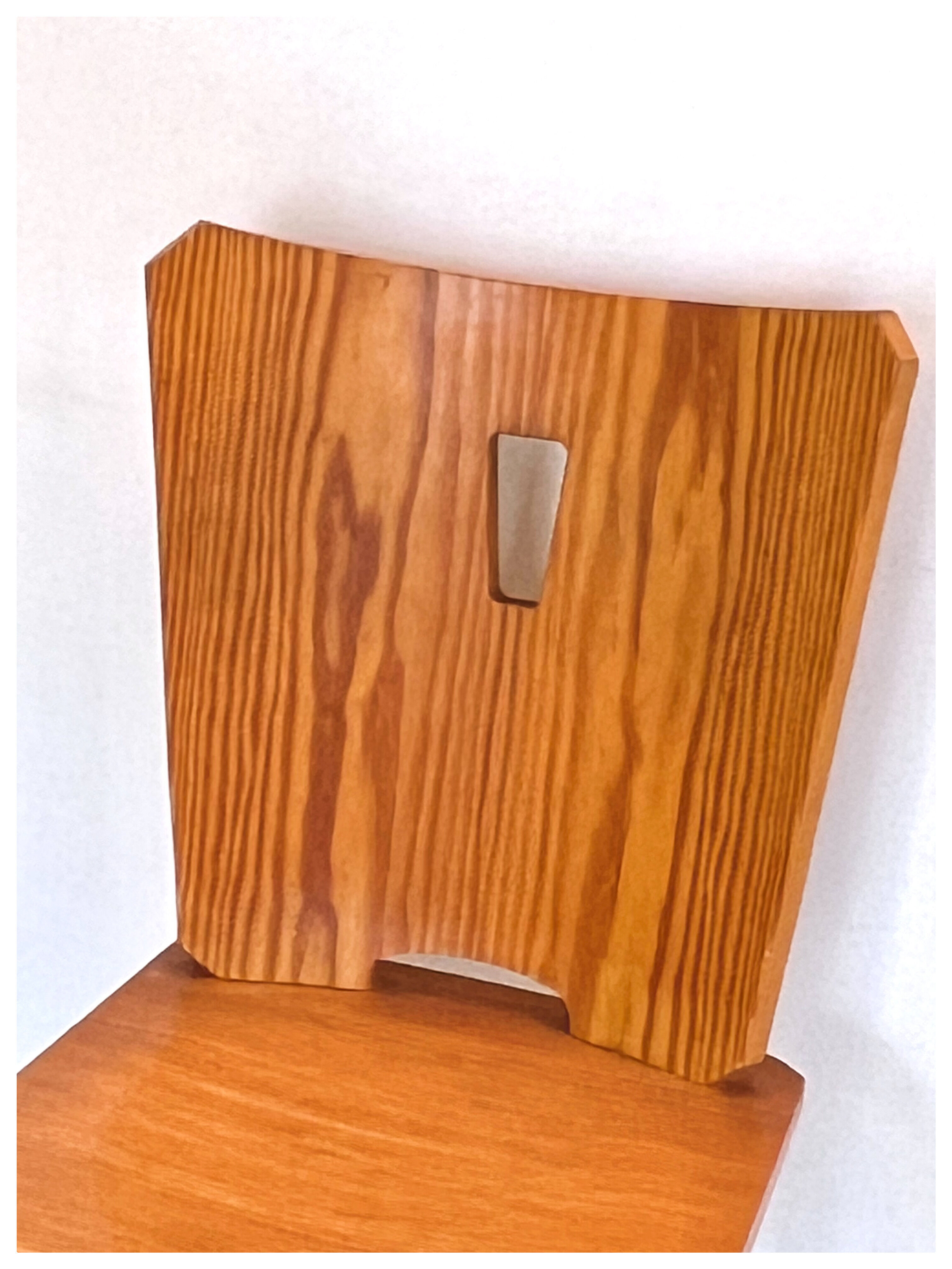 Vintage brutalist pine chairs