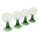 Set of 4 Vintage Luminarc Roemer Wine Glasses Green Ribbed Base