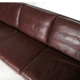 Danish vintage retro 3-seater sofa in Scandinavian oak Stouby leather from the 60s 70s