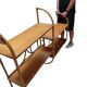 Vintage 1960s wooden and rattan shelf with 4 shelves