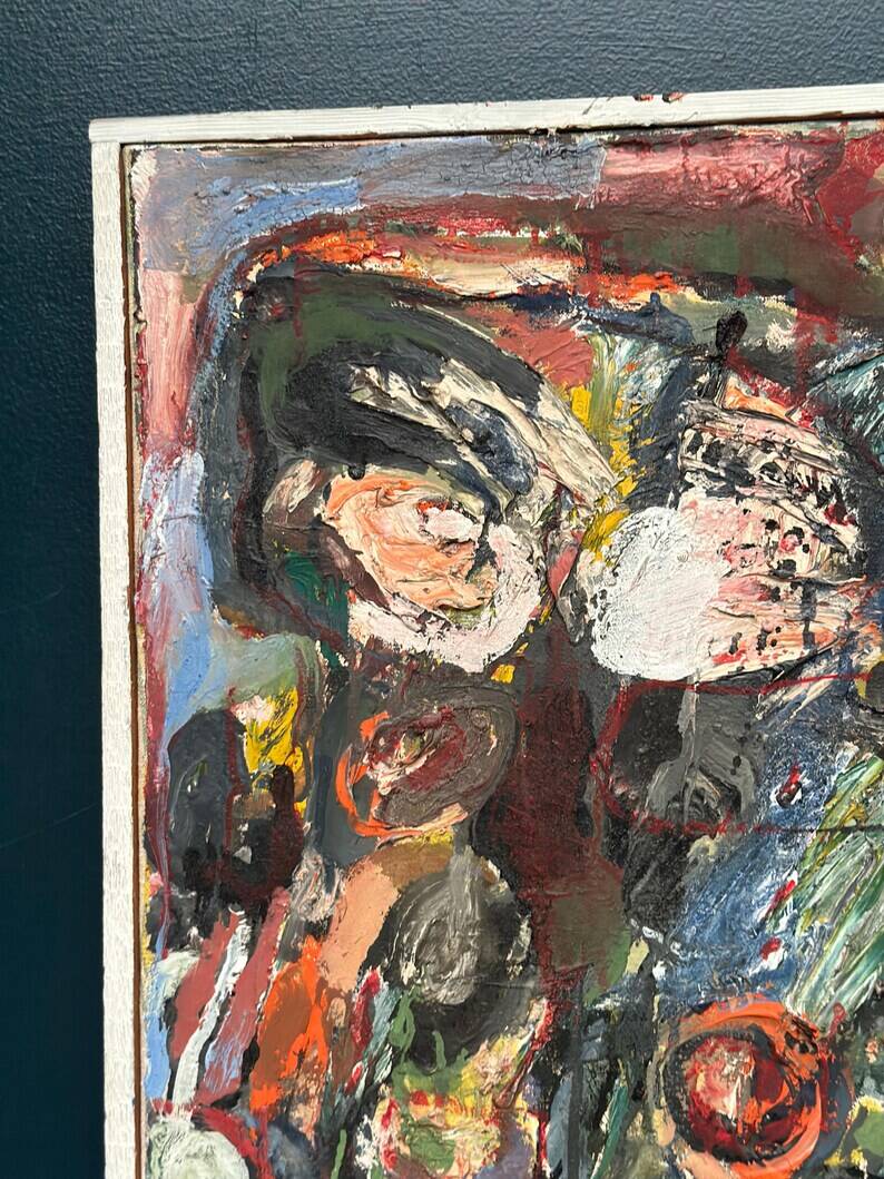Original Swedish Oil on Canvas – “Abstract Composition” by Valter Gibson – Dated 1965 – Vintage & Framed