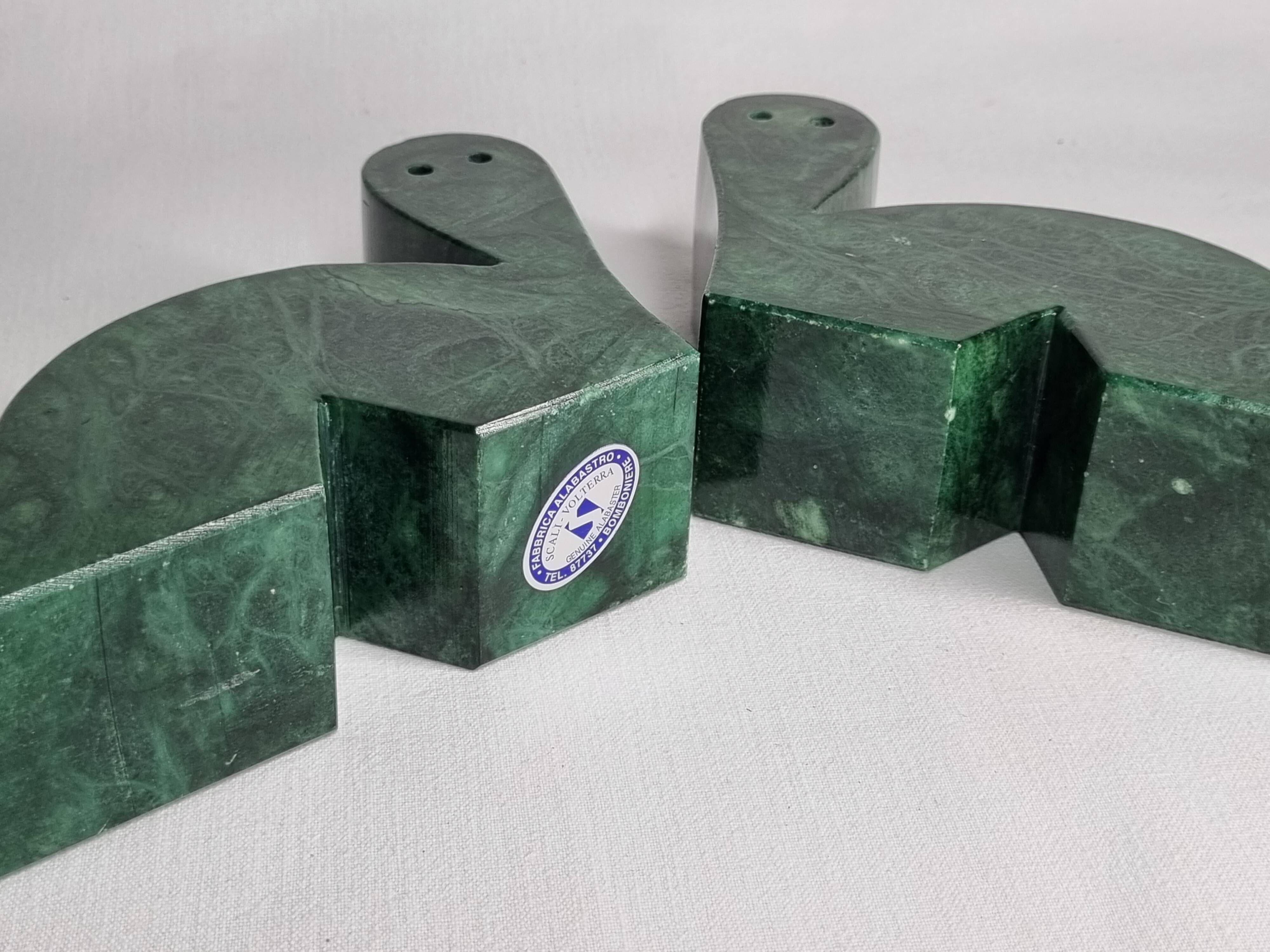 Pair of alabaster bookends, Italian design, vintage 16 cm