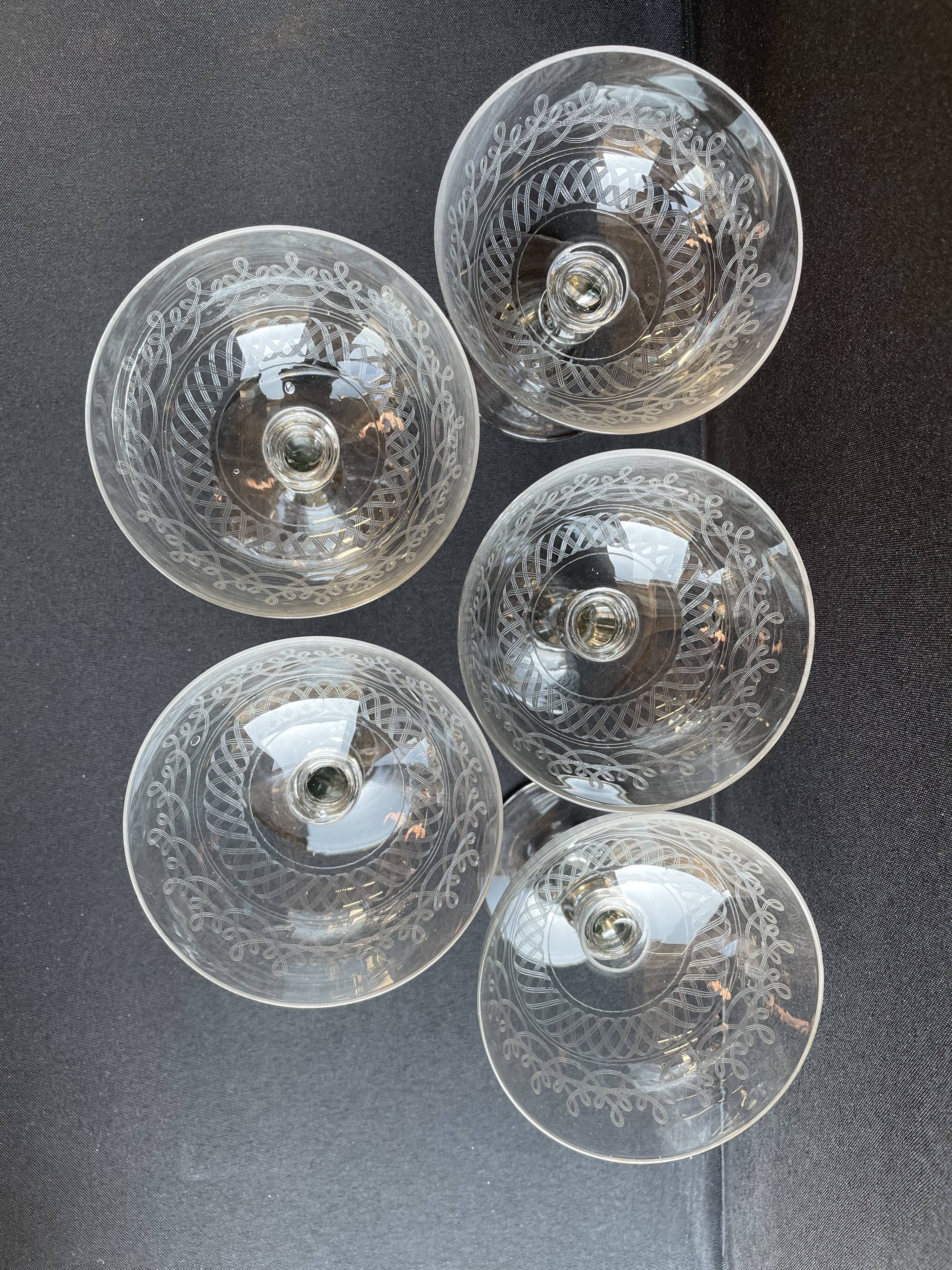 Champagne cups, art nouveau, 1/2 cristal soufflé et taillé