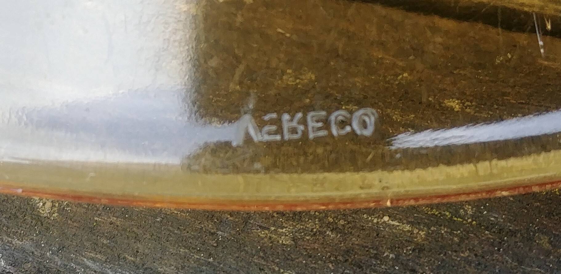 Set of five flat plates - vintage amber glass from Veréco with flower decor - 60s/70s