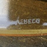 Set of five flat plates - vintage amber glass from Veréco with flower decor - 60s/70s