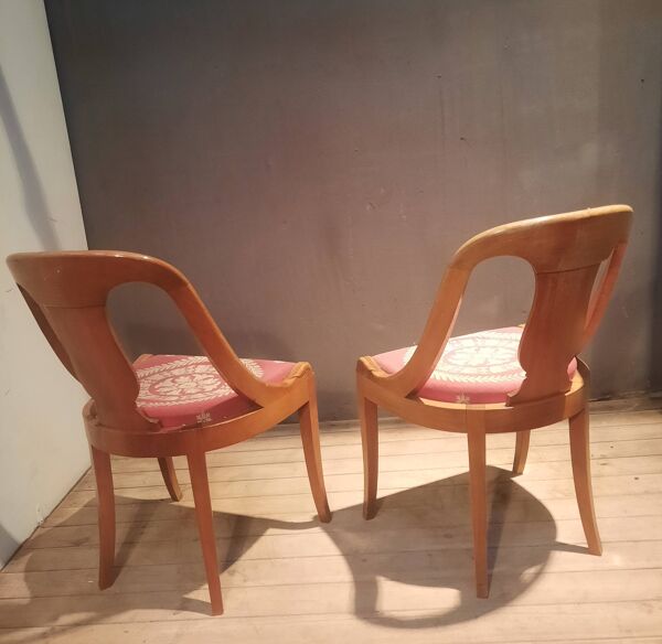 Paire de chaise gondole en bois clair