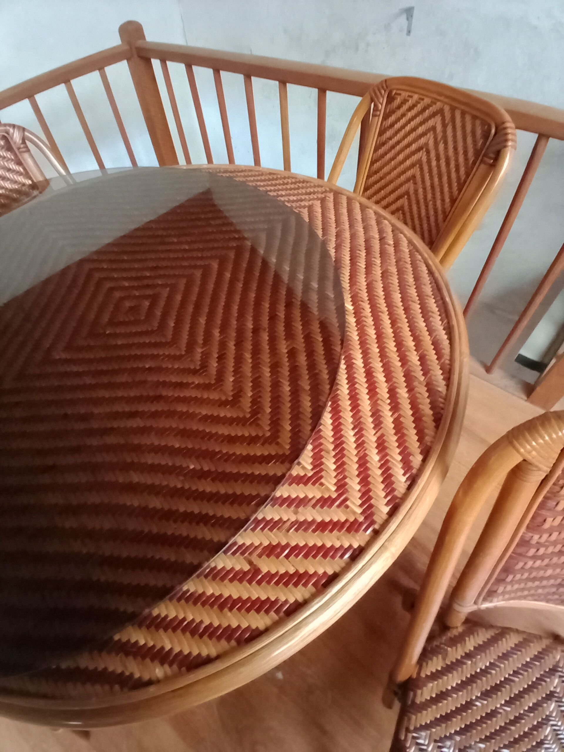 Rattan table and four chairs